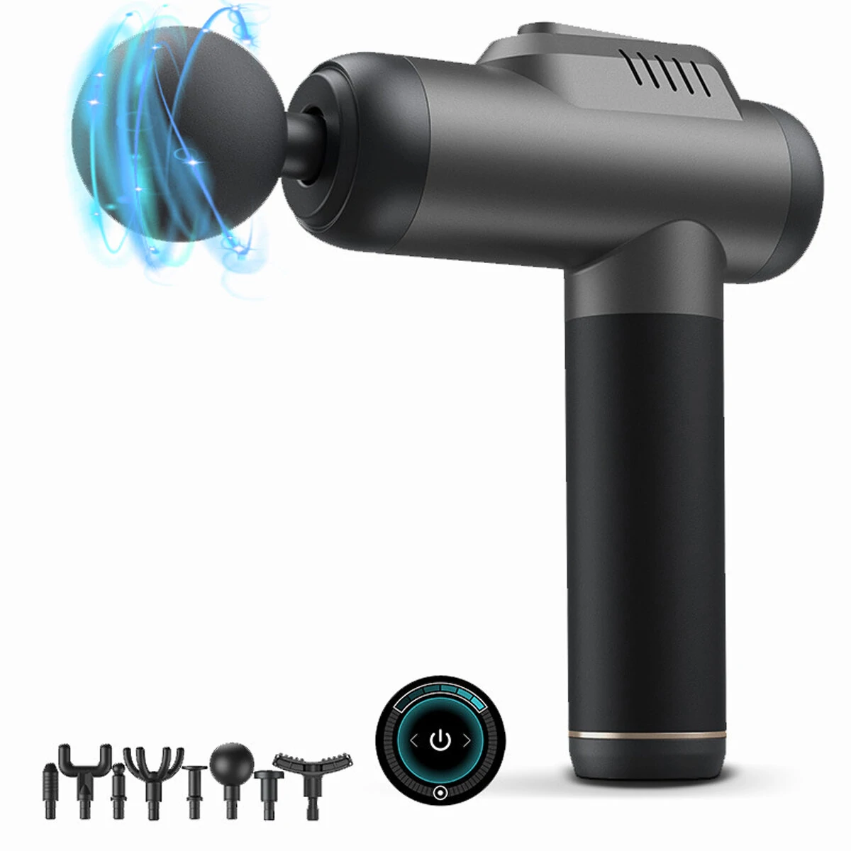 (image for) KONKA A1-8D Massage Guns Deep Tissue Percussion Muscle Massager 6 Gear Adjustable Type-C Rechargeable Power Display with 8 Heads