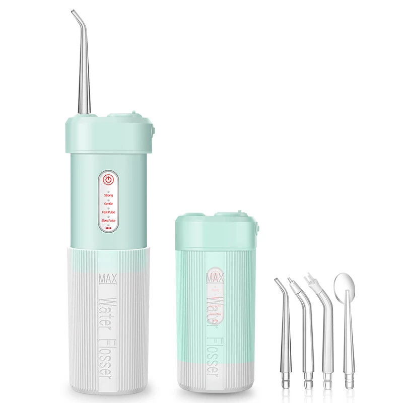 (image for) Portable Cordless Water Flosser with 4 Modes & 4 Nozzles Rechargeable IPX7 Waterproof 200ml Telescopic Water Tank Travel Oral Irrigator